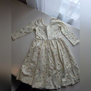 Adorable Cream and Orange Kids Dress